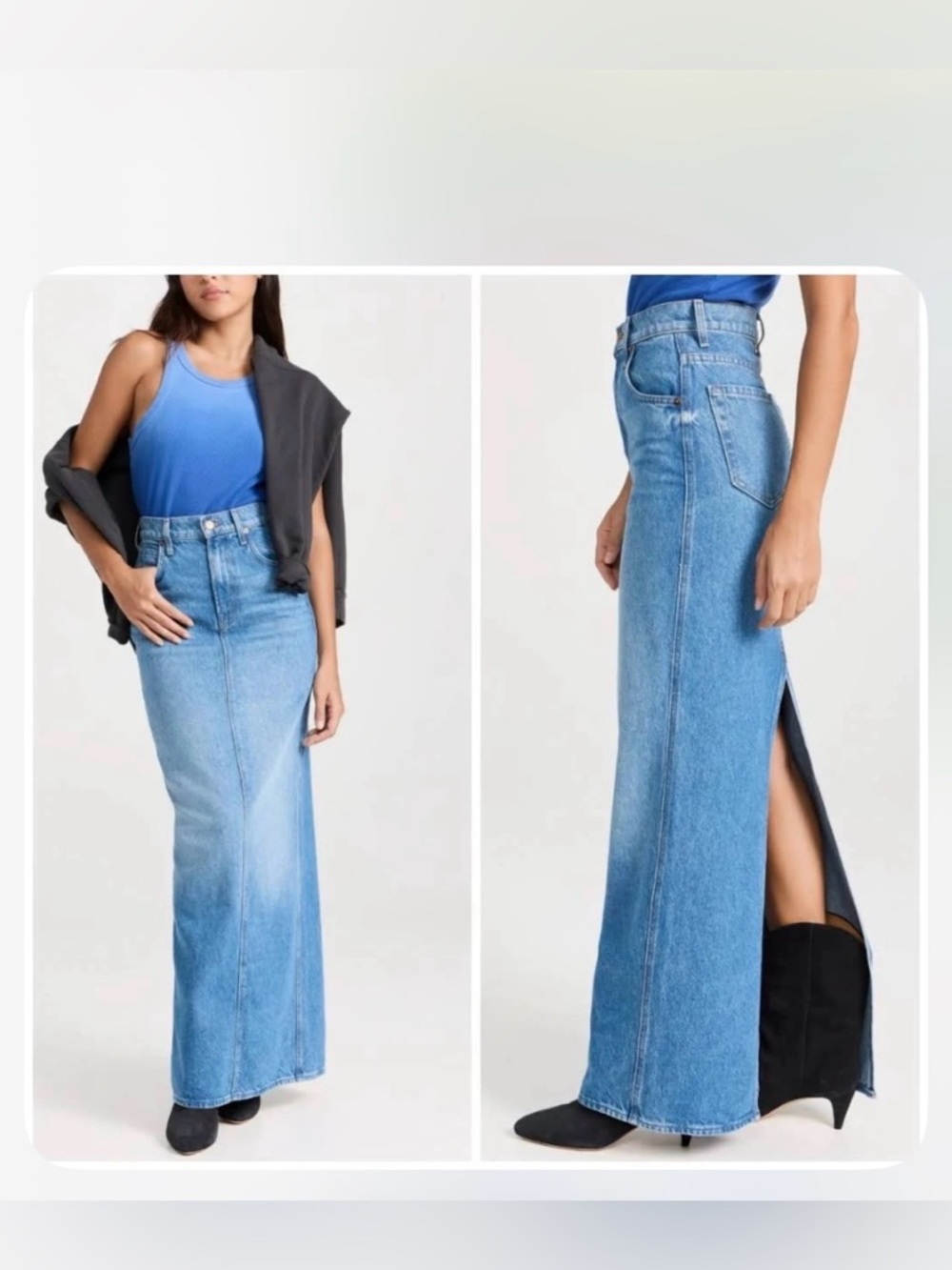 NWT MOTHER SNACKS The Candy Stick Maxi Denim Skirt Dine N' Dash 28 MSRP $238